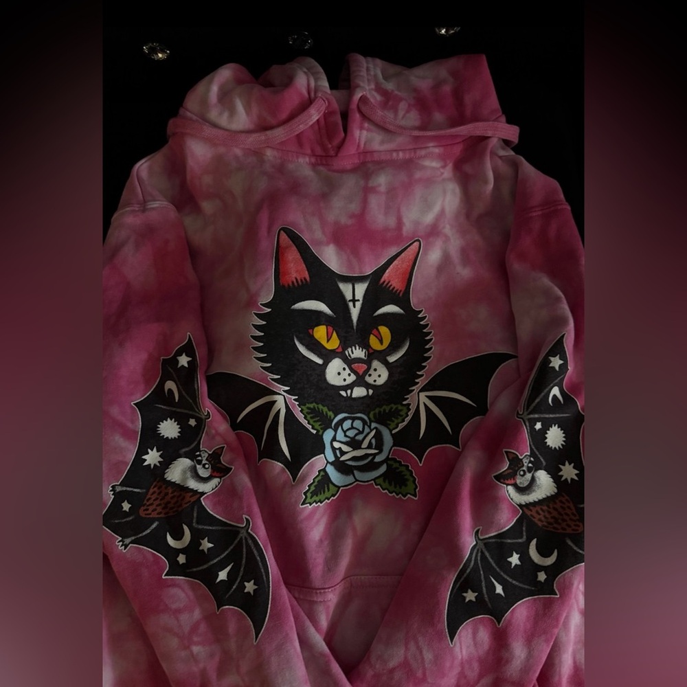 Black Craft Hot Pink Hoodie Cat